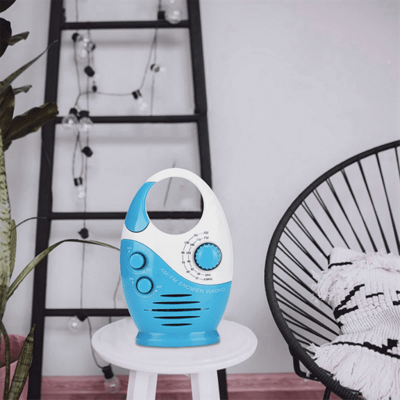Waterproof Shower Radio, AM/FM Radio with Adjustable Volume Speakers, Portable Speakers with Hook Handle