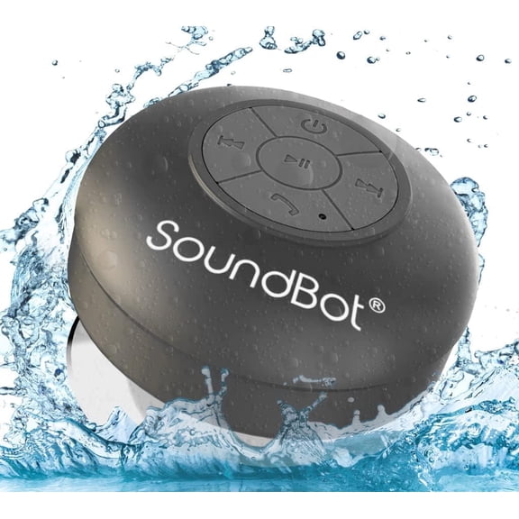 Waterproof Shower Speaker HD Water Resistant Bluetooth Handsfree Portable with Loud Clear Sounds 6+hrs of Playtime, Wireless Suction Cup Small Durable for Outdoors Travel Home SB510 (Black)