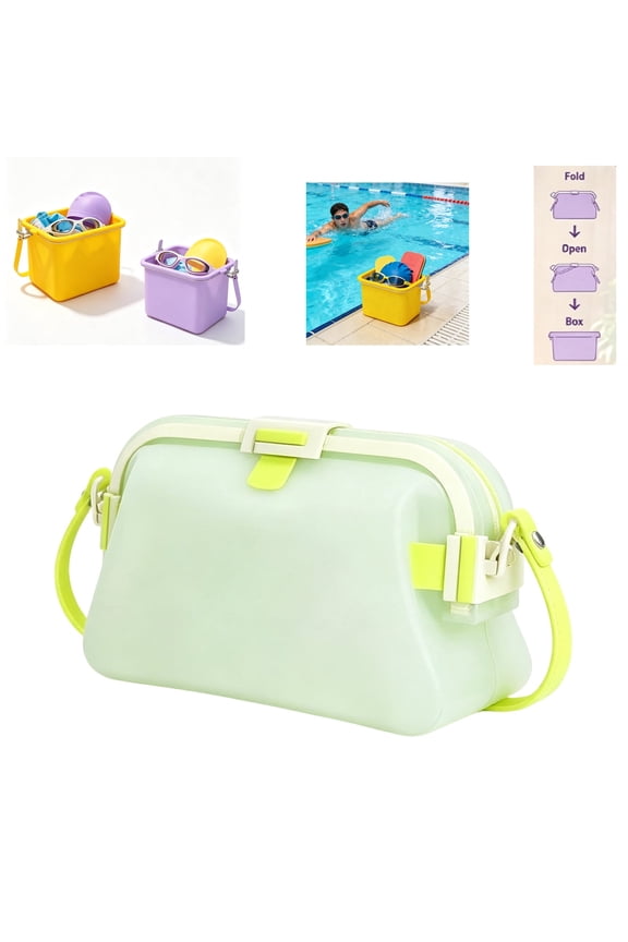Waterproof Silicone Bag for Beach Pool Travel, Leakproof & Durable Lightweight Travel Pouch, Easy to Clean, Summer Handheld Storage Bag Washable for Beach Hiking Camping,Mint green,Mint green