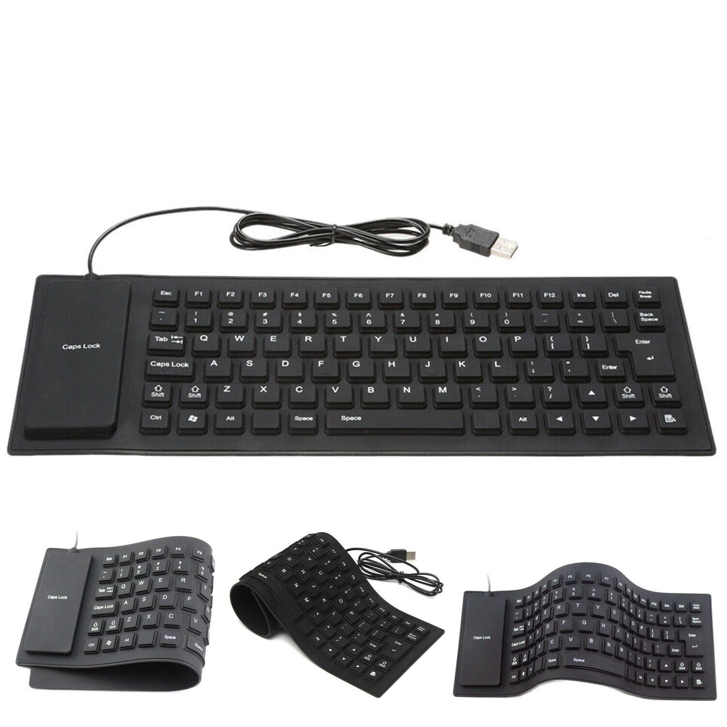 Waterproof Silicone Foldable Flexible USB Keyboard, Dustproof Roll-Up ...