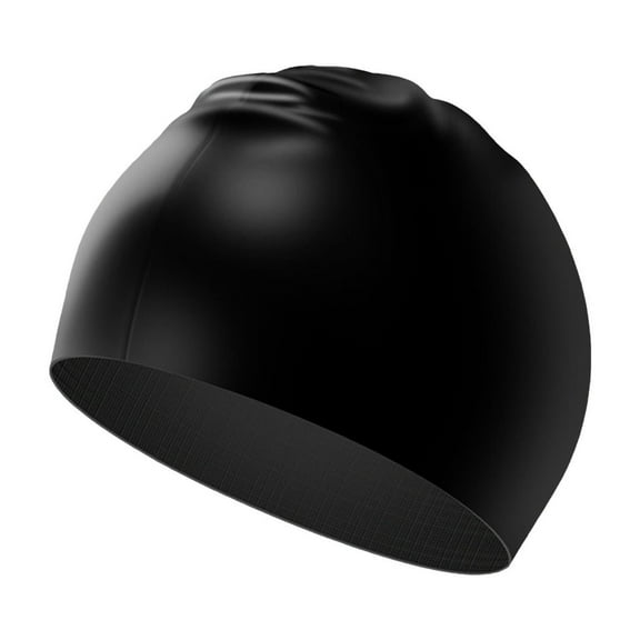 Waterproof Silicone Swim Cap, Comfortable Bathing Cap, Swimming Caps for Women and Men Swim Training Racing, Waterproof & Non-Slip Bathing Cap (Black)