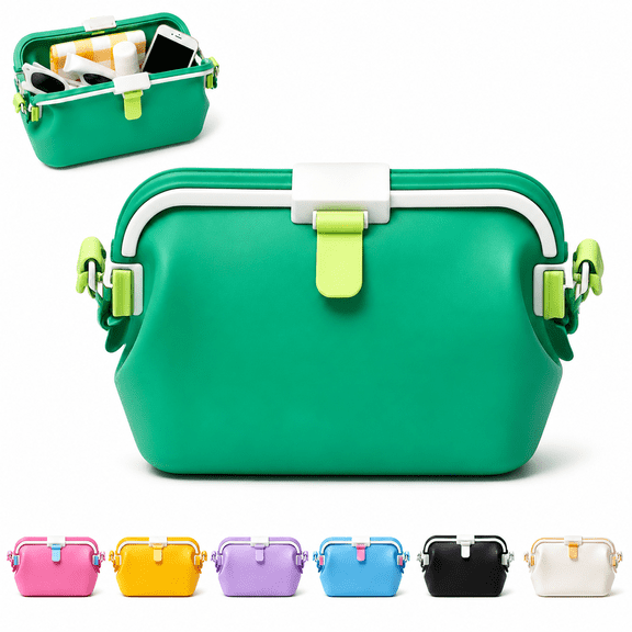 Waterproof Silicone Tote Bag with Hanging Strap, Leak-Resistant Stand-Up Beach Storage Bag for Wet Gear Fruit Picking Camping Travel, 2.1/3.7/5.6 Qt