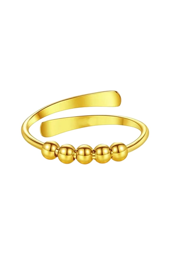 Waterproof Simple Dating Rings Adjustable Open Finger Rings Rotating Beads Jewelry Suitable for Party and Daily Wear