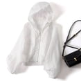 thumbnail image 1 of Waterproof Simplicity Thin Sun-Protective Loose Women's Coat Windbreaker Leisure Hooded Outwear Sunscreen Clothing Summer Long Sleeved Jacket WHITE L, 1 of 8