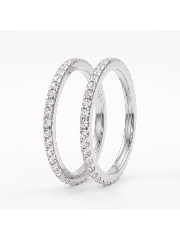 Smart Ring Stacker Eternity Rings - Waterproof, White Gold, Size 8, 2-Pack
