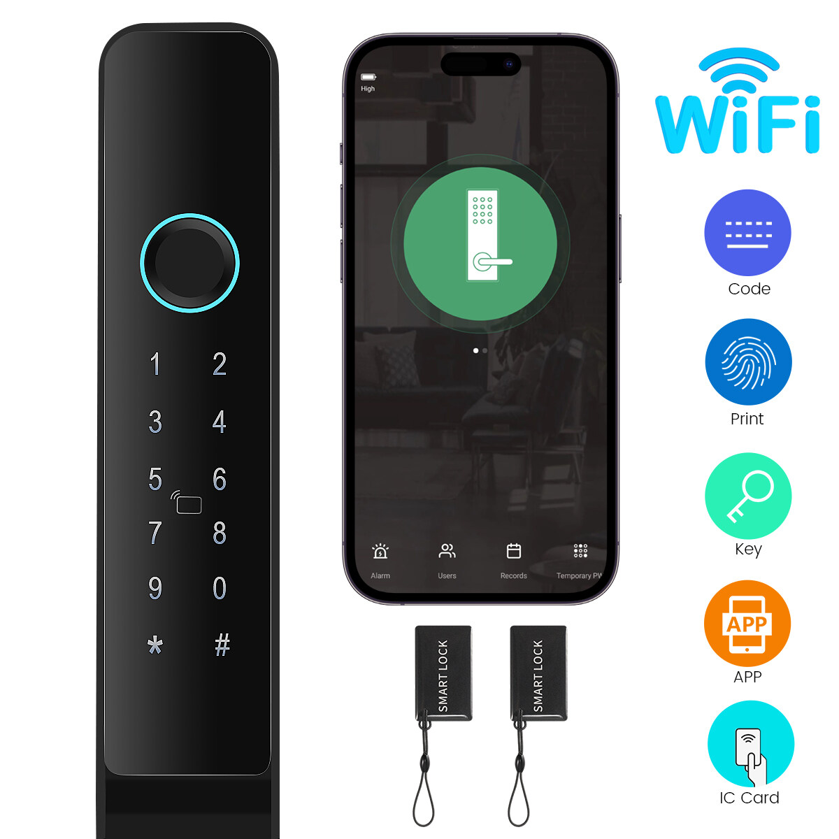 Waterproof Slim Smart Lock for Patio Glass Door, Keyless Smart Mortise