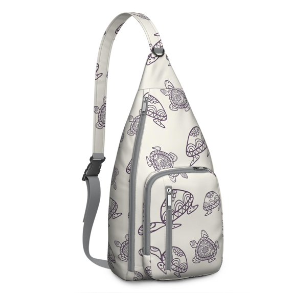 Waterproof Sling Backpack for Women – Lightweight Crossbody Chest Bag with Adjustable Strap for Travel & Outdoor – Hawaiian Sea Turtle Print, Tropical Ocean Marine Life Design