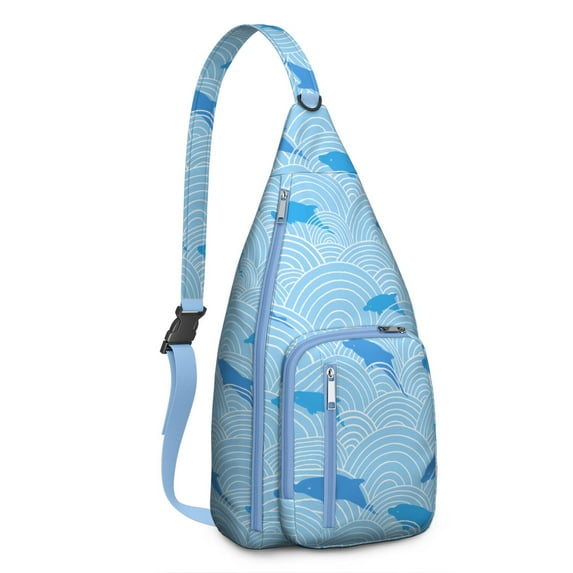Waterproof Sling Backpack for Women – Lightweight Crossbody Chest Bag with Adjustable Strap for Travel & Outdoor – Shark, Whale, Dolphin & Nautical Ocean Print