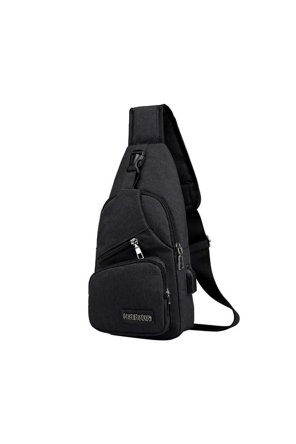 Waterproof Sling Bag Crossbody Backpack for Men Women Sling Backpack Hiking Daypack, Strap Bag Crossbody Backpack With USB Hole With Headphone Hole Multipurpose Chest Bag