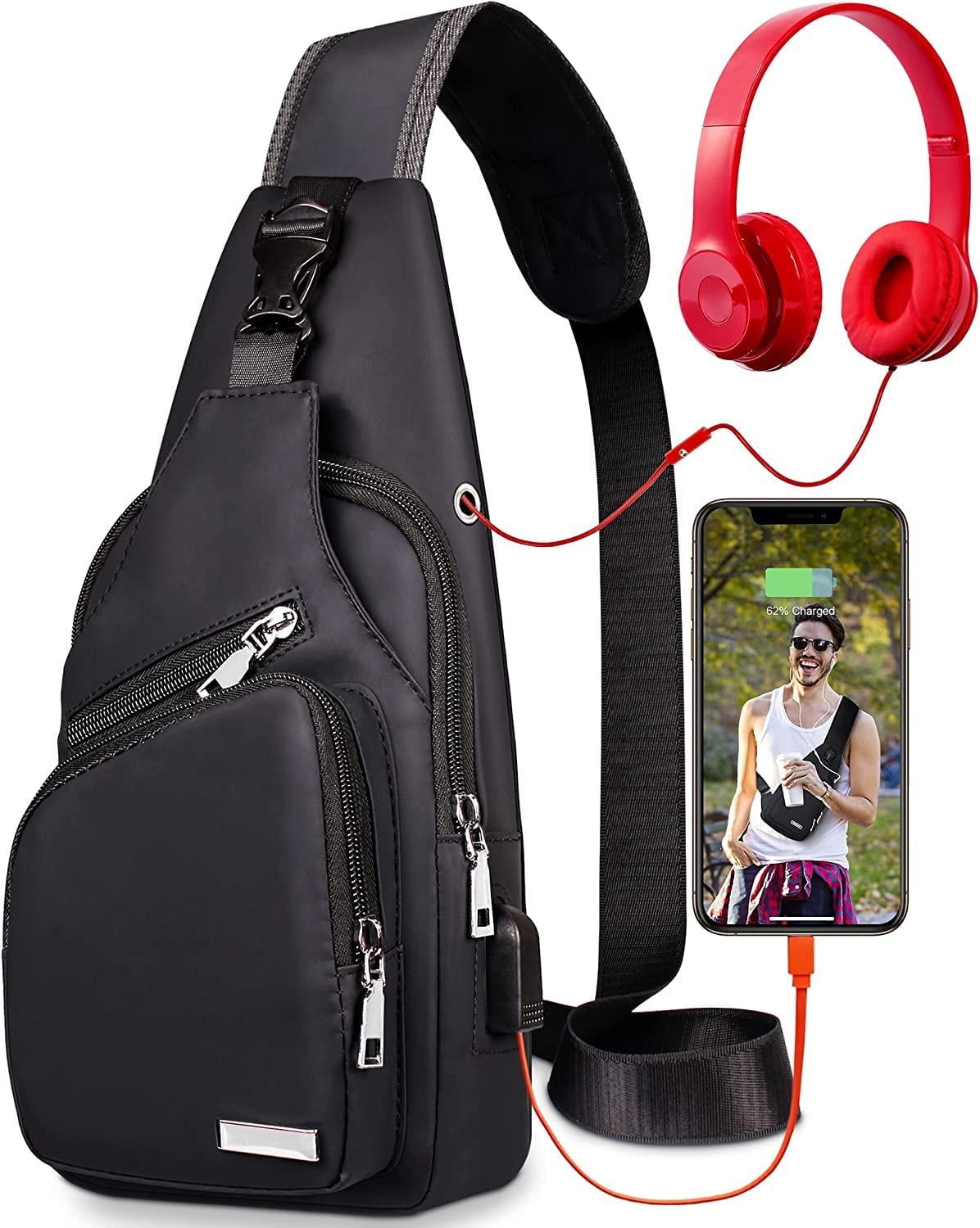 Waterproof Large Multi Pocket Sling Bag Crossbody Backpack for Men Women by Euphrates Black Walmart