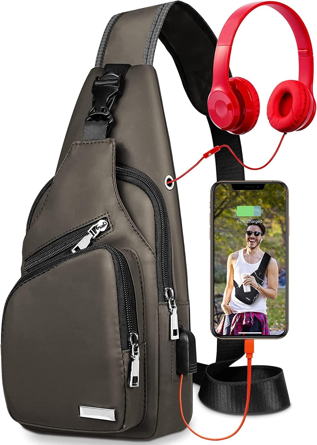 Canvas Sling Bag Crossbody Chest Pack Waterproof Daypack for Men Women Amazon.com | Canvas Sling Bag Backpack, Crossbody Shoulder  main image 2