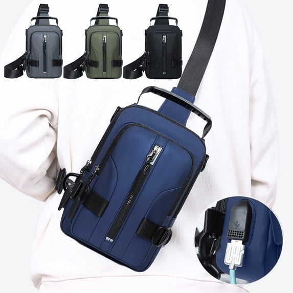 Waterproof Sling Crossbody Bag with USB Charging Port for Travel Hiking Camping