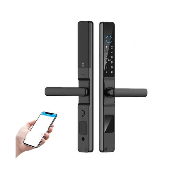 Waterproof Smart Aluminum Door Lock Euro Double Hook Mortise Fingerprint Password Electronic Sliding