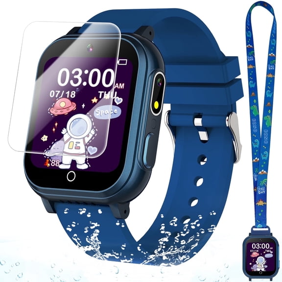 Vakzovy Waterproof Smart Watch for Kids Toys，Boys Age 5-12 with 32 Games, Dual Camera, Habit Tracking, Music Player, Video, Alarm Clock, HD Touchscreen Kids Smart Watch Birthday Gift for 3-12 Year Ol