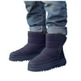 thumbnail image 1 of Waterproof Snow Boots for Kids Boys Girls Thickened Warm Plush Lined Lug Sole Platform Hook and Loop Slip on High Top Winter Booties Dark Blue 2 Big Kid, 1 of 5