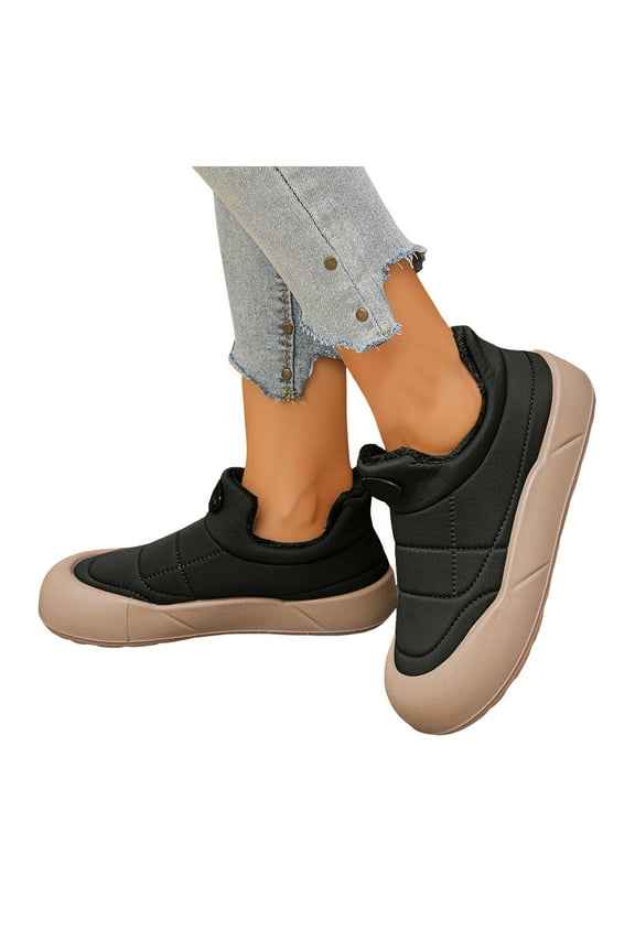 Waterproof Snow Boots for Women with Fleece Lined and Protective Toes Rubber Sole Lightweight Winter Warm Slip on Walking Ankle Booties Anti Skid Work House Slippers Shoes