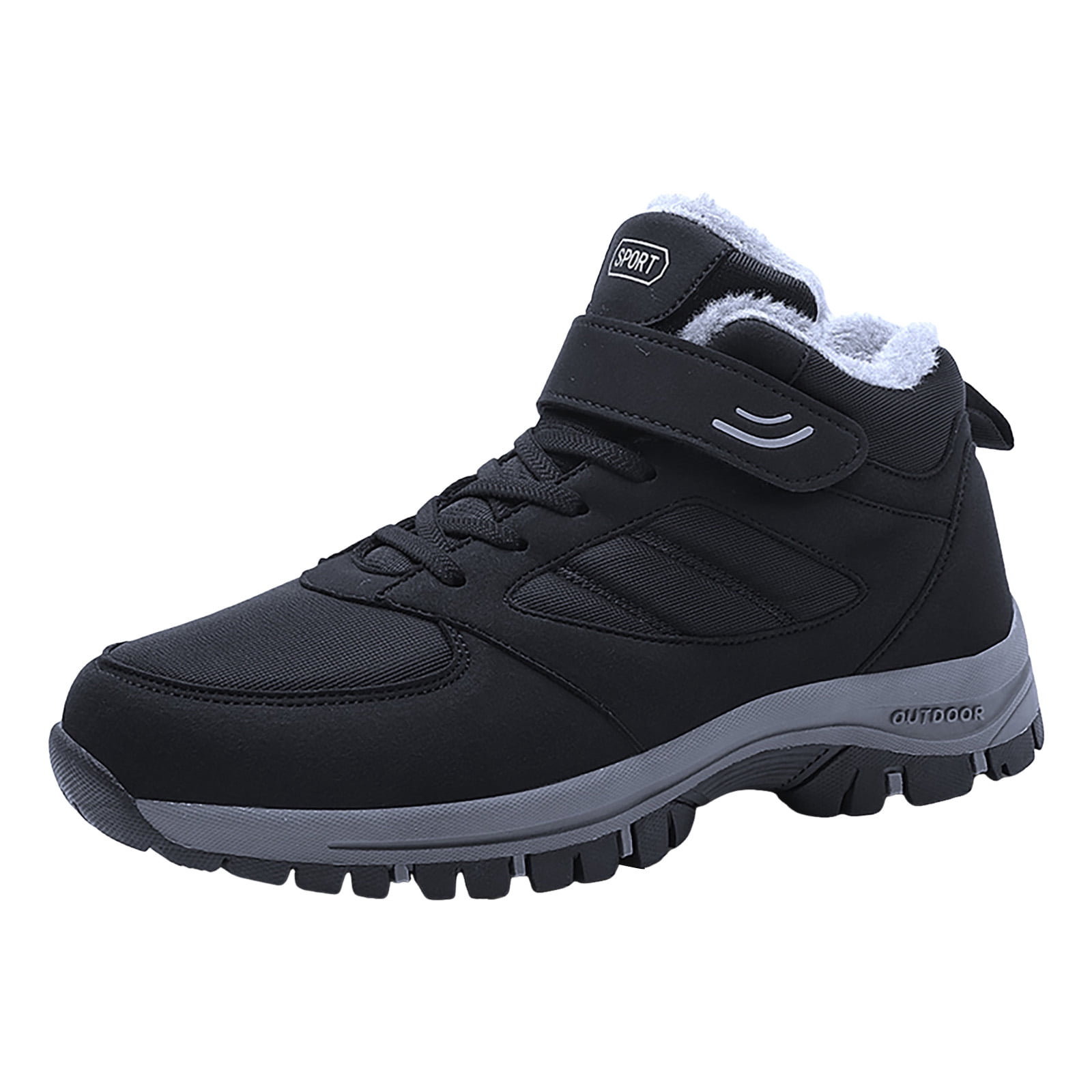 Waterproof Snow Boots for Women Men Outdoor AntiSlip Trekking Hiking Shoes Lace up Hook and Loop Plush Lined Winter Booties Black 8