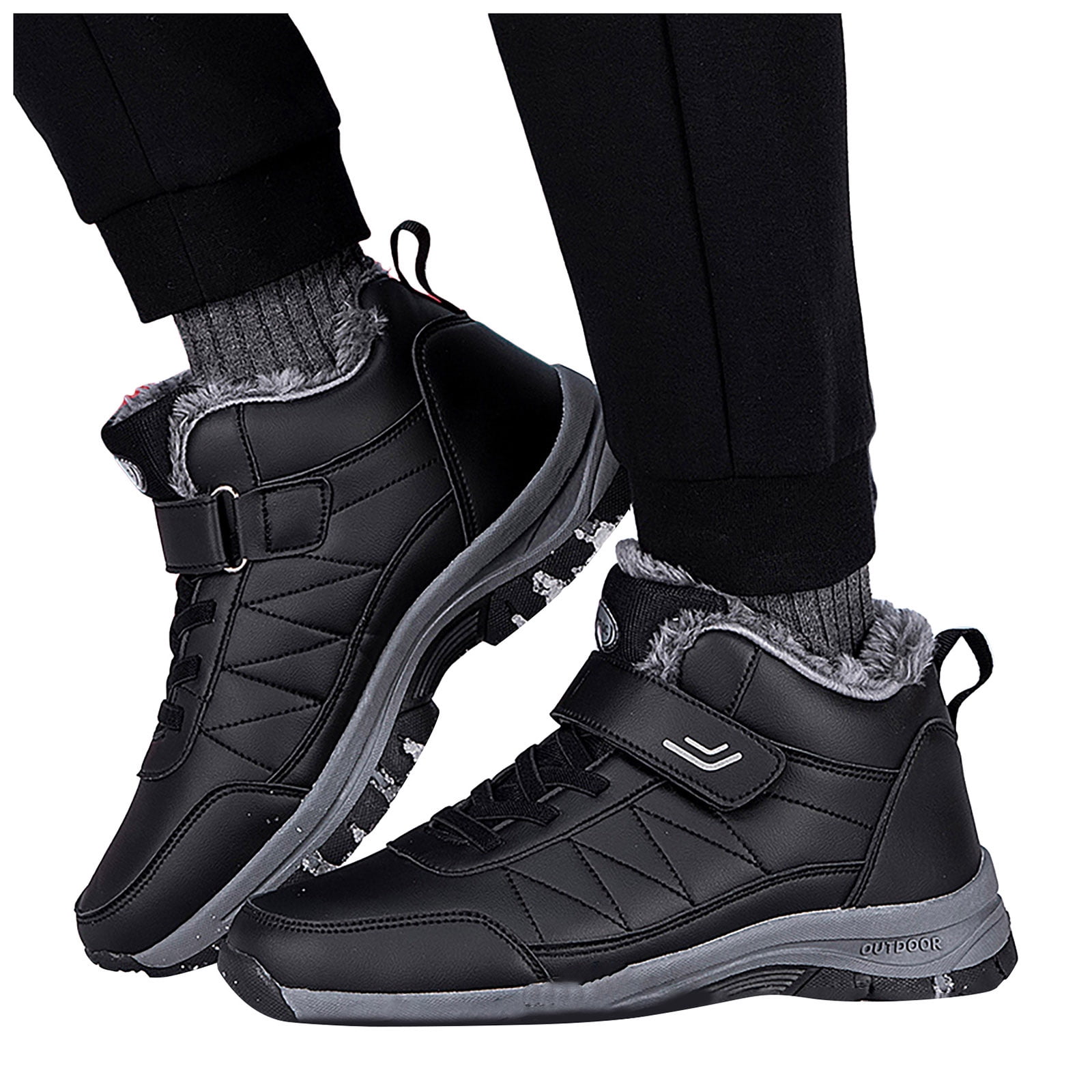Waterproof Snow Boots for Women Outdoor AntiSlip Trekking Hiking Shoes Lace up Hook and Loop Plush Lined Winter Booties Black 9