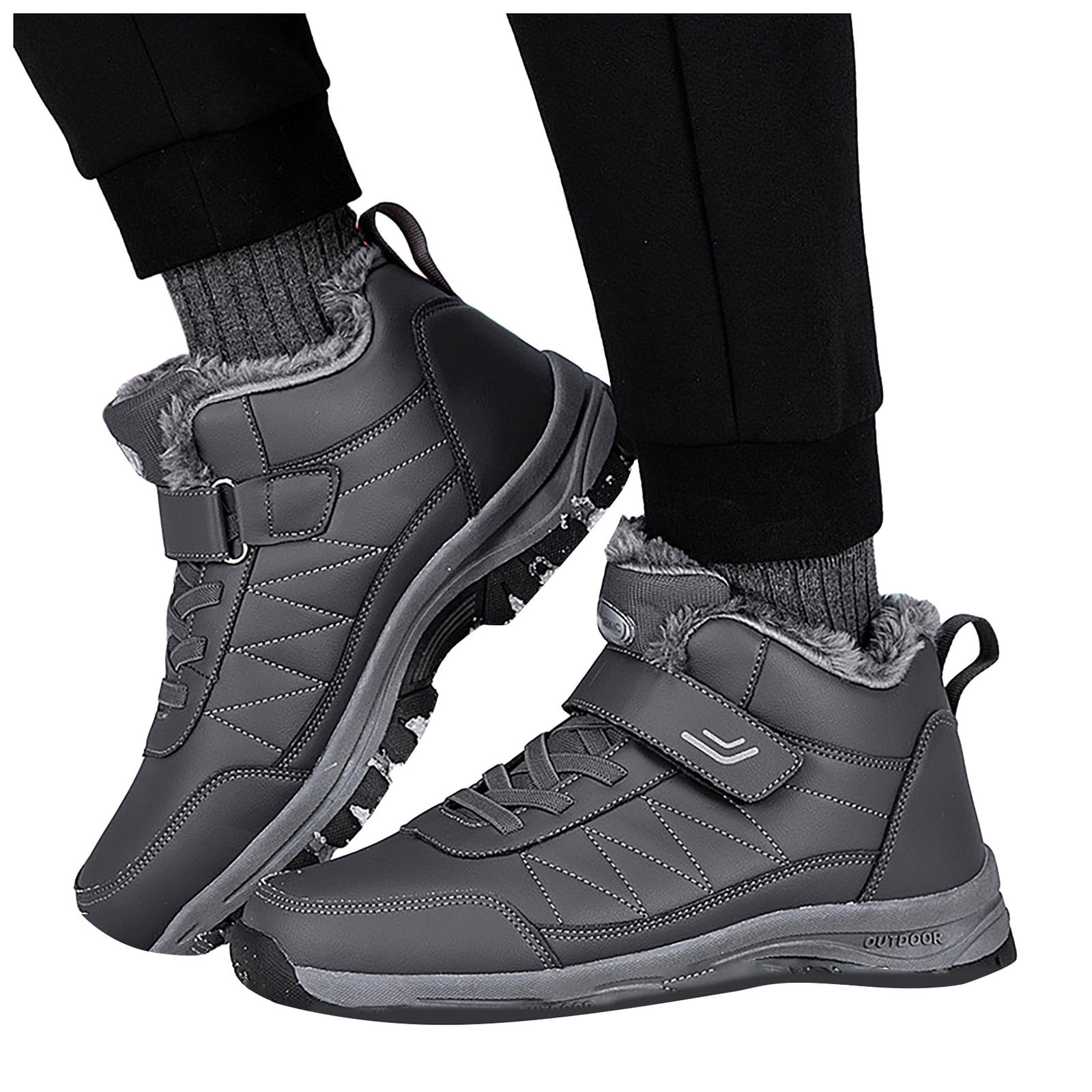 Waterproof Snow Boots for Women Outdoor AntiSlip Trekking Hiking Shoes Lace up Hook and Loop Plush Lined Winter Booties Grey 10