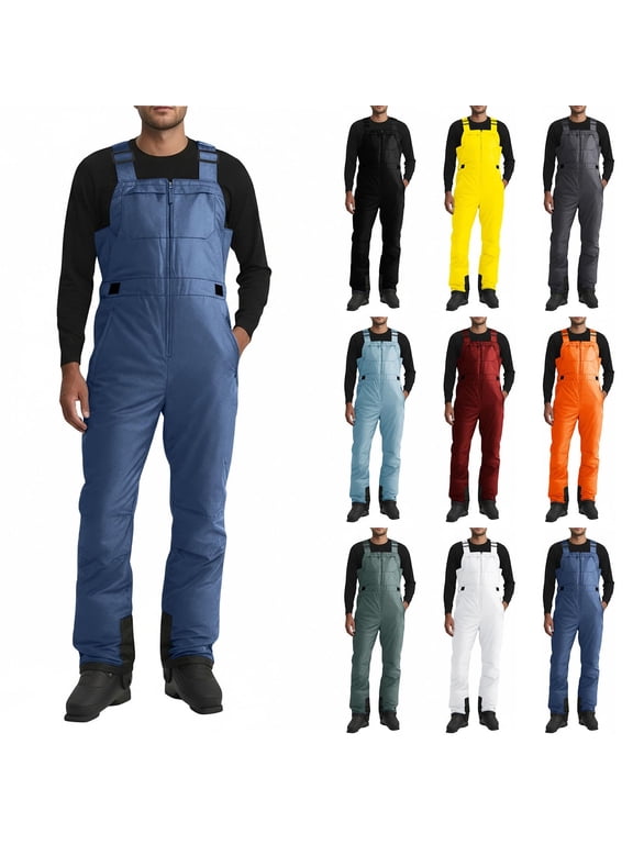 Waterproof Snow Pant Ski Snow Pants Adjustable Straps Men's Snow Ski Overalls Windproof Insulated Romper Snowpants Black L