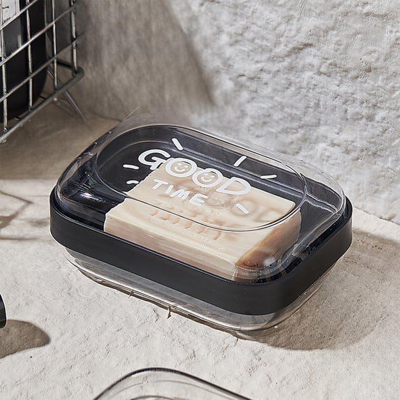 Waterproof Soap Box, Black Sealed Waterproof Soap Box, Covered Waterproof Soap Box, Dripping-Proof Container for Dorm, Home Bathroom, Business Trip, Daily Use.