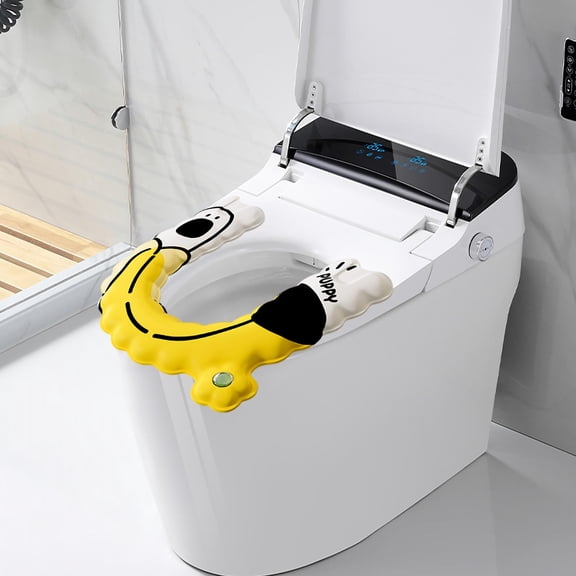 Waterproof Soft-Pad U-Shaped Toilet Seat , Semi-Enclosed Silicone Cushion, Easy Install, Non-Slip, Cute Pattern, Comfortable Bathroom Toilet Seat Pad