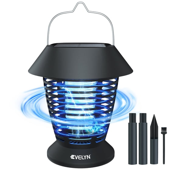 Waterproof Solar Bug Zapper Outdoor, Portable Pest Control Electric Mosquito Zapper Killer with Panel Sensor, Rechargeable Insect Trap Fly Zapper for Home, Patio, Backyard, Camping