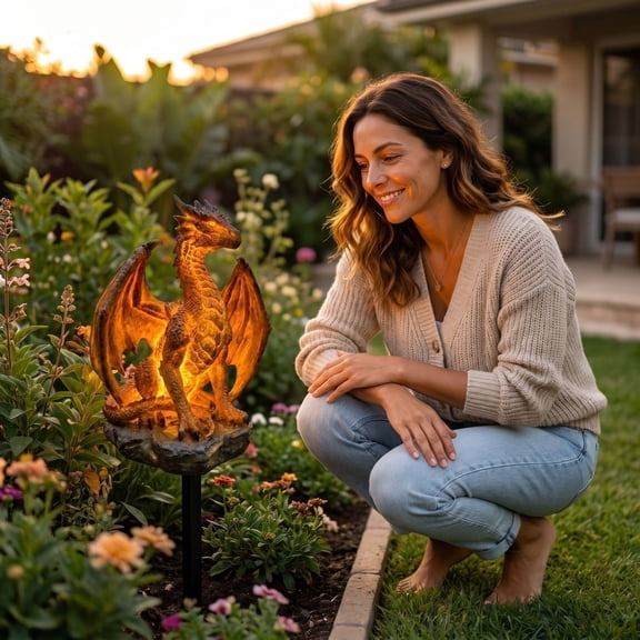 Waterproof Solar Dragon Stake Light, Solar Dragon Statue with LED Lights, Dragon Figurine Solar LED Lights Lawn Decor, Outside Statue Ornament for Patio, Balcony, Yard