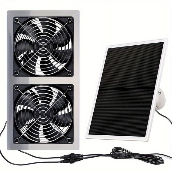 Waterproof Solar Fan Kit Pro, 10W Solar Panel + 2 Pieces High Speed DC Brushless Fans For Chicken Coops, Greenhouses, Dog Houses, Sheds, Car Window Exhaust Pipes, DIY Cooling Ventilation Projects