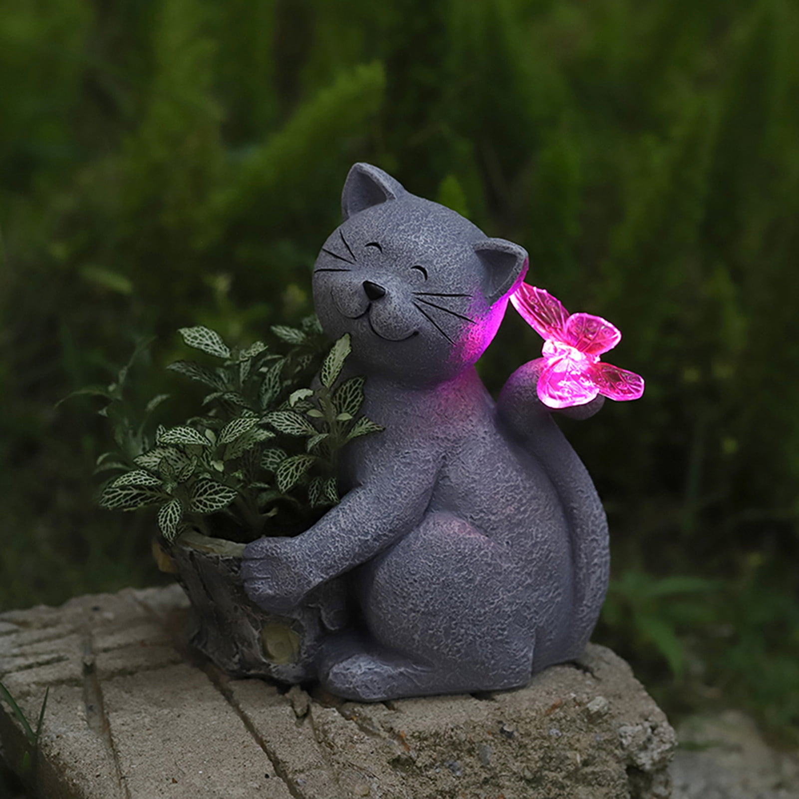 置物 glowing forest Woodlands Lone Gray Wolf Greetings Figurine Solar LED Light