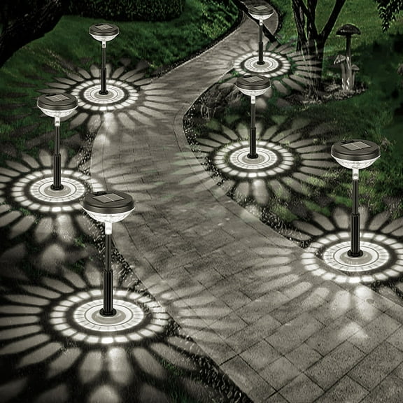 Waterproof Solar Garden Lights, Outdoor Decorative Solar Lights, Color Changing/Cool White Solar Pathway Lights for Landscape Driveway Walkway Party Yard Decor, 6 Pack