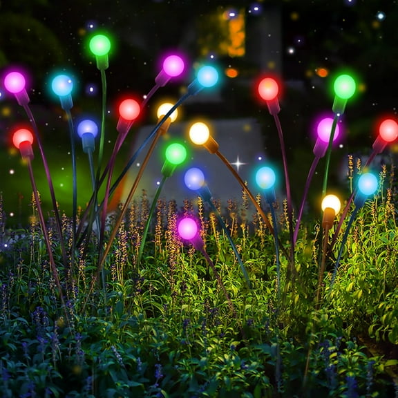 Waterproof Solar Garden Lights, Starburst Swaying Light Swaying When Wind Blows Solar Lights, Outdoor Decorative Color Changing RGB Light (2 Pcs)