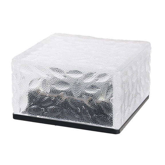 Waterproof Solar Ground LED Light Ice Brick Shape Automatic Light Control Switch Outdoor Landscape Lamp for Lawn Path Courtyard Deck Ground Pond (Warm White)