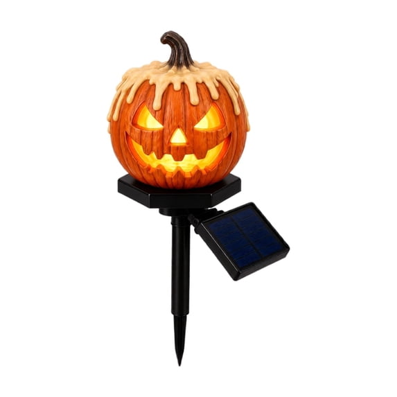 Waterproof Solar Jack-o'-Lantern Stake Lights, Halloween Pumpkin Lamp for Patio Walkway Party Ornament