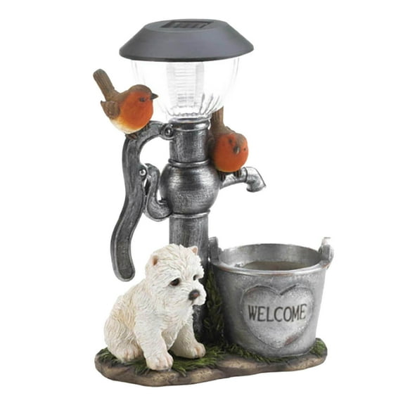 Waterproof Solar Lights for Outside Puppy and Bird Solar Garden Lights Backyard Garden Decor Outdoor Solar Lights Outdoor Lights for Yard Solar Spot Lights Outdoor Porch Decorations Outdoor