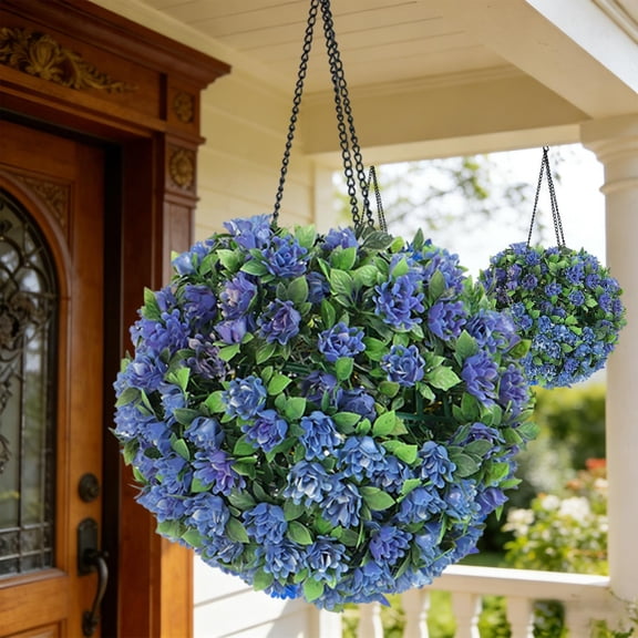 Waterproof Solar Powered Flower Ball Hanging Light, LED Outdoor Illumination Lamp, Decorative Suspended Lighting for Patio Yard Porch Garden Night Scene Beautification