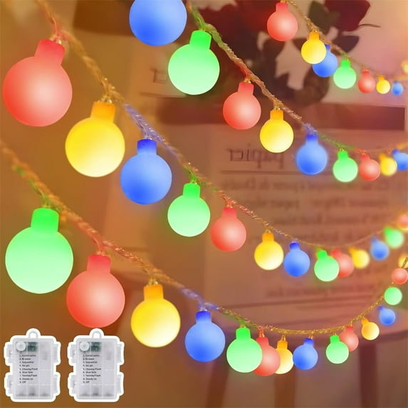 Waterproof Solar String Lights, 39Feet 100 LEDs Round Ball Modeling Lights Plug in with Timer Remote, Christmas Lights for courtyard Bar Garden Bedroom (Multicolor)