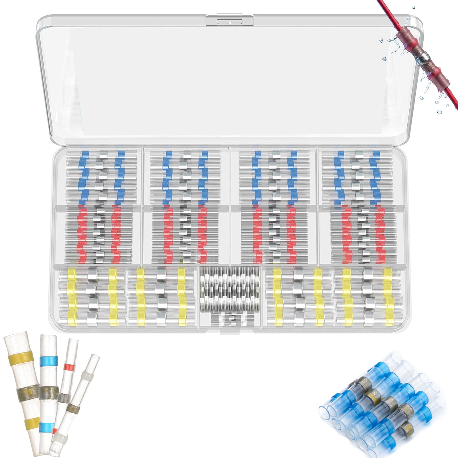 Waterproof Solder Seal Wire Connectors Kit, Electrical Insulated Wire Splice Heat Shrink Wire Connectors with 4 Gauges (12-10, 16-14, 22-18, 26-24 Awg) (200 Pcs)