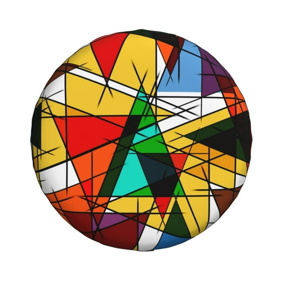 Waterproof Spare Wheel Cover, Abstract Triangle Pattern Adjustable Wheel Cover For Jeep Trailer RV SUV Car, 16 inch