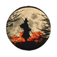thumbnail image 1 of Waterproof Spare Wheel Cover, Anime Man Samurai Moon Pattern Adjustable Wheel Cover For Jeep Trailer RV SUV Car, 15 inch, 1 of 8