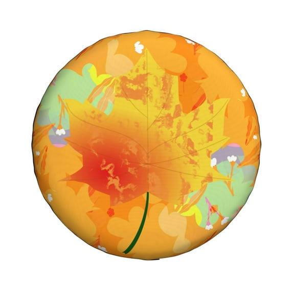 Waterproof Spare Wheel Cover, Cartoon Autumn Leaves Pattern Adjustable Wheel Cover For Jeep Trailer RV SUV Car, 17 inch
