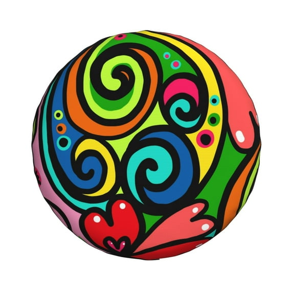 Waterproof Spare Wheel Cover, Cartoon Doodle Adjustable Wheel Cover For Jeep Trailer RV SUV Car, 14 inch