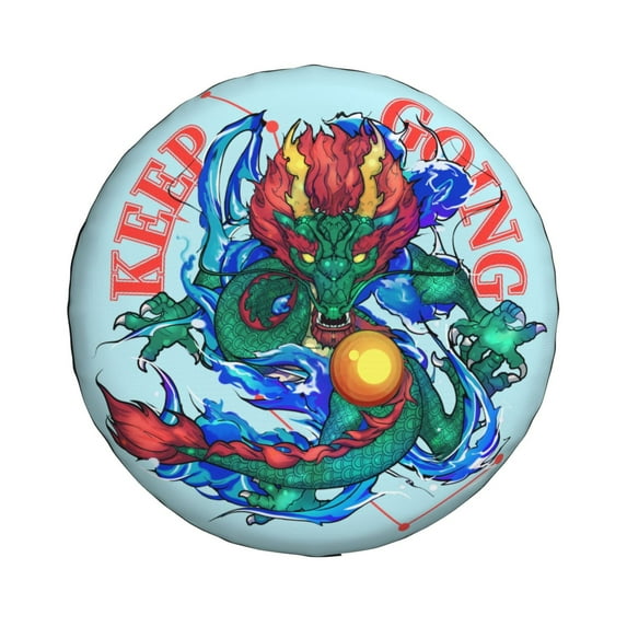 Waterproof Spare Wheel Cover, Dragon Pattern Adjustable Wheel Cover For Jeep Trailer RV SUV Car, 17 inch