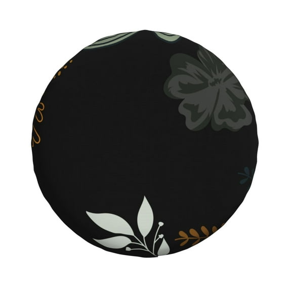 Waterproof Spare Wheel Cover, Flower's Party Deep Green Adjustable Wheel Cover For Jeep Trailer RV SUV Car, 14 inch