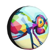 Waterproof Spare Wheel Cover, Geometric Colorful Dragonfly Adjustable Wheel Cover For Jeep Trailer Rv Suv Car, 14 Inch