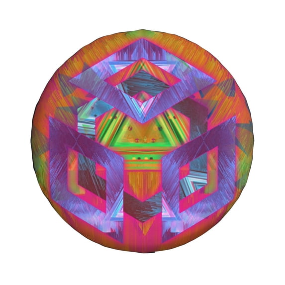 Waterproof Spare Wheel Cover, Modern Glitch Grunge Distortion Effect Pattern Adjustable Wheel Cover For Jeep Trailer RV SUV Car, 14 inch