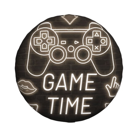 Waterproof Spare Wheel Cover, Retro Gamepad Game Time Pattern Adjustable Wheel Cover For Jeep Trailer RV SUV Car, 16 inch