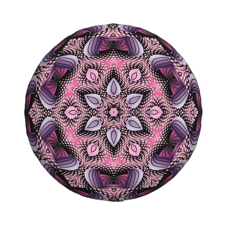 Waterproof Spare Wheel Cover, Rosette Mandala Kaleidoscope Pattern Adjustable Wheel Cover For Jeep Trailer RV SUV Car, 17 inch