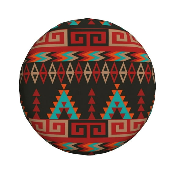 Waterproof Spare Wheel Cover, Vintage Geometry Exotic Nordic Style Pattern Adjustable Wheel Cover For Jeep Trailer RV SUV Car, 15 inch
