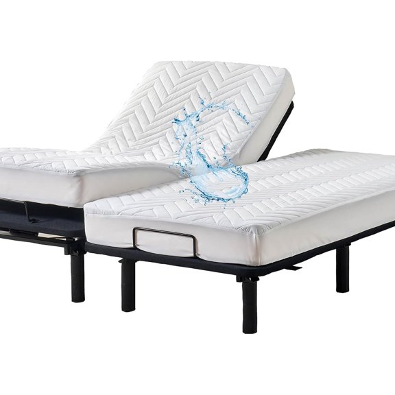 Waterproof Split Queen Mattress Protector with Deep Pocket Fitted Sheet Design